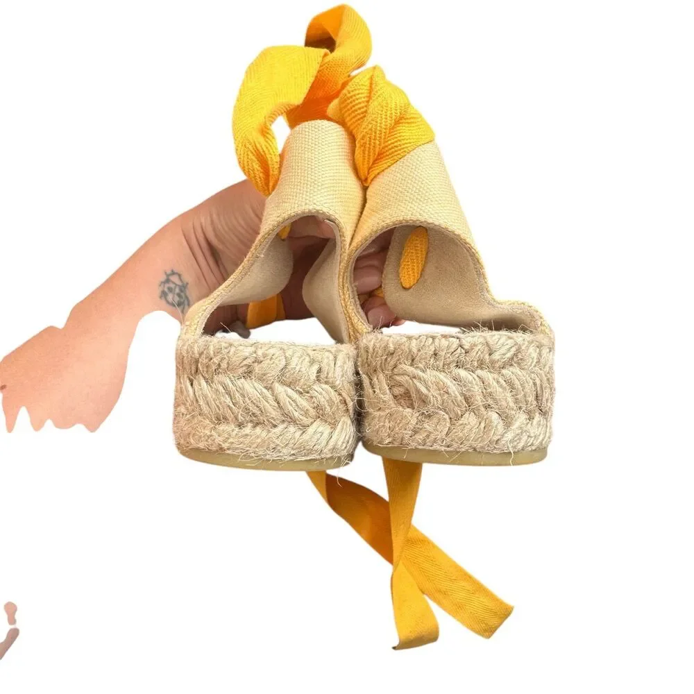 TORY BURCH Canvas Ankle Tie Espadrille Sandal NWOB Sz 6.5‎